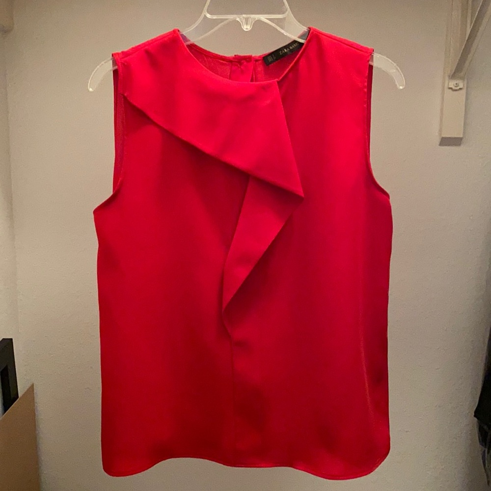 Zara Red Sleeveless Blouse NWT
